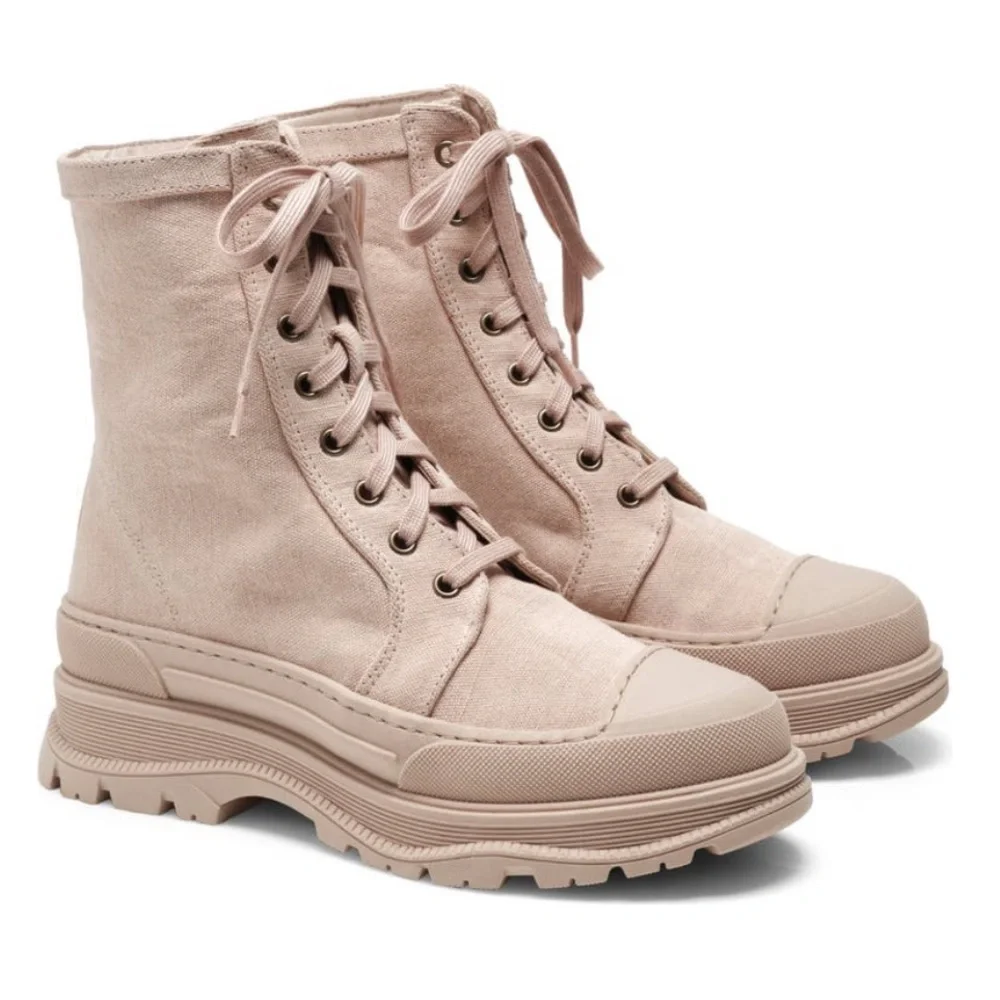 Free People Camp Out Canvas Lace-Up Boots in Natural - Picture 15 of 15